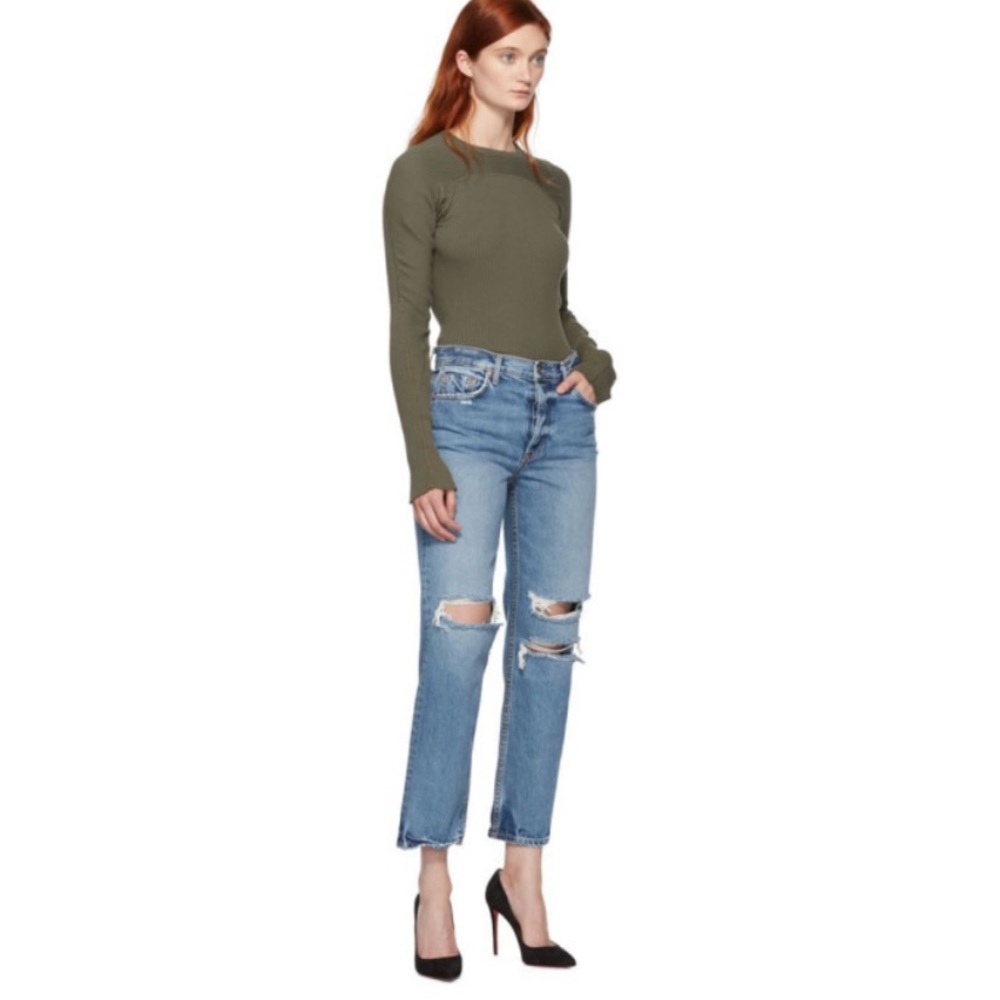 Grlfrnd Helena Distressed Blue Jeans, Austin, Sz 25.